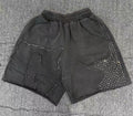 Billionaire Studios Vintage Wash Rhinestone Star Shorts - Washed Black
