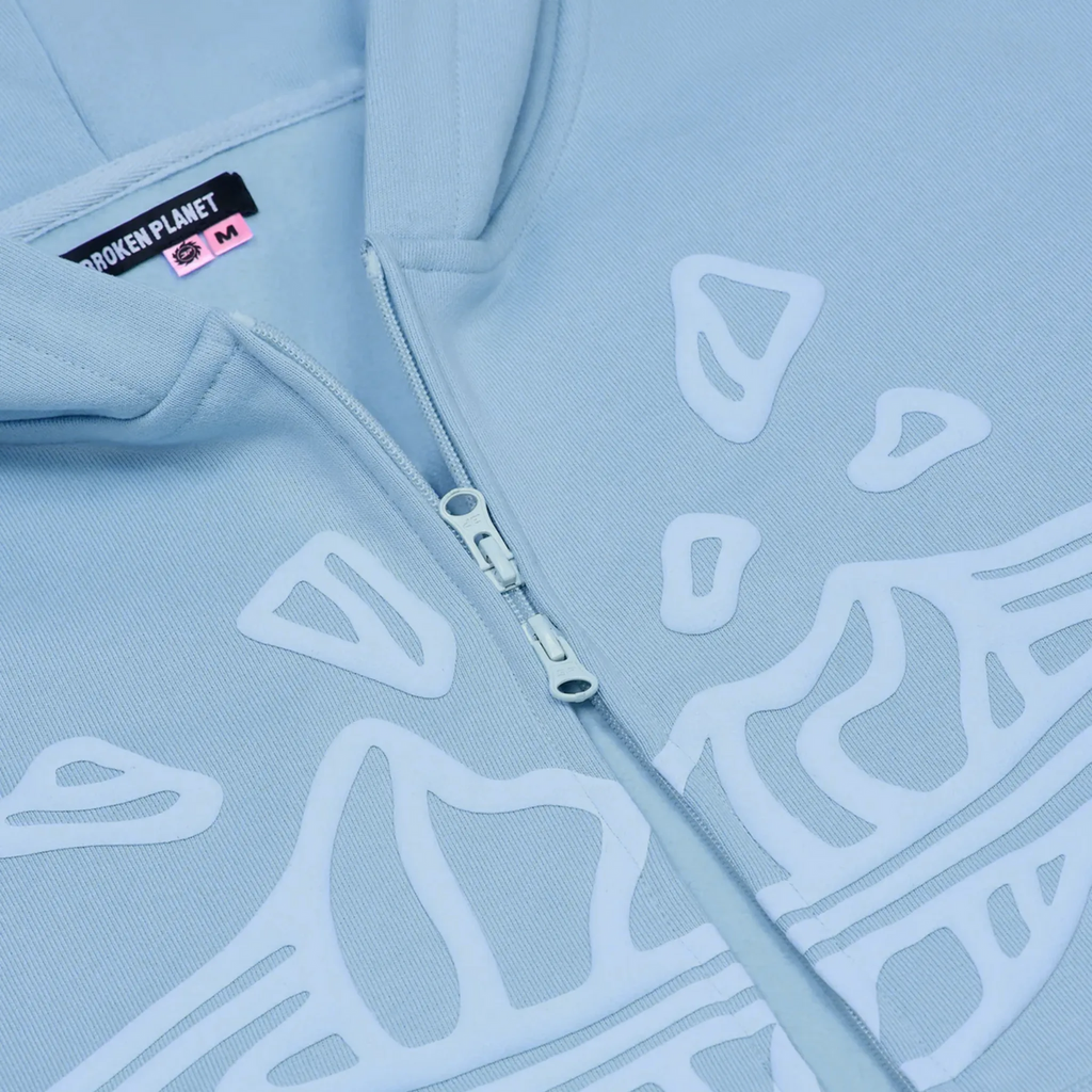 Broken Planet Market Sky Blue Zip Up Hoodie Sky Blue